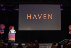 Christopher Granier-Deferre from Poisson Rouges Pictures presenting HAVEN at the Nordic Co-Production Market in 2023. Photo: Grethe Nygaard